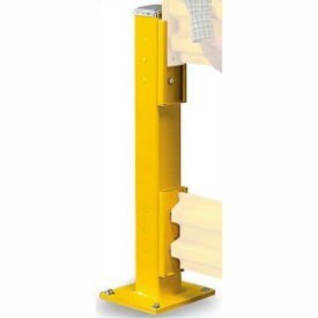 WILDECK Wildeck® Steel Single Column Post For Double Rail, 44"H, Yellow WC44